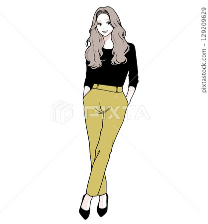 Simple line female illustration 129209629