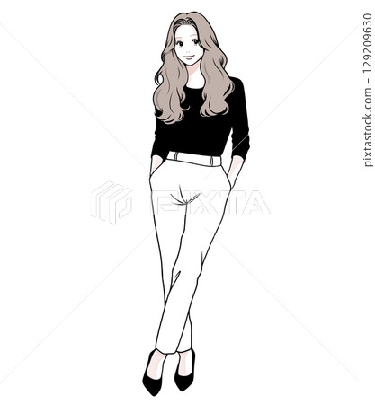 Simple line female illustration 129209630