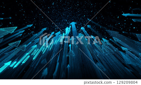 藍色數字箭頭上升背景 129209804