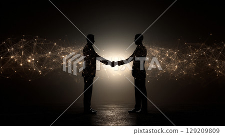 Digital network image of businessmen shaking hands 129209809