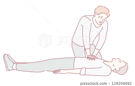 Illustration of CPR Training, Essential for Lifesaving Techniques and Emergency Response 129209892