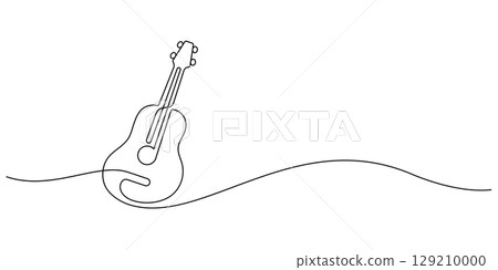 acoustic guitar one line continuous drawing 129210000