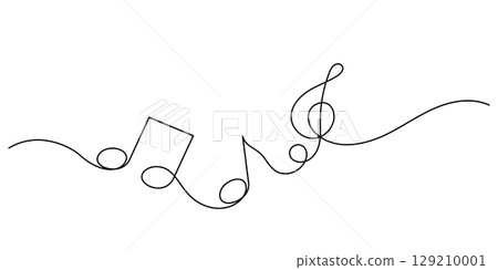 music notes curve decorate one line continuous drawing hand drawn music notes curve decorate one line continuous drawing hand drawn 129210001