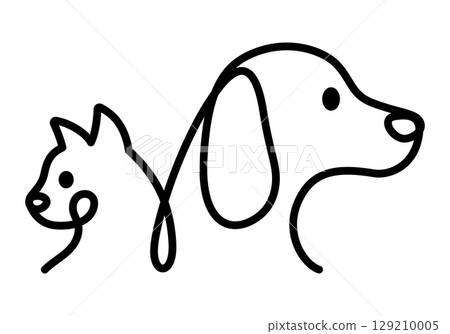 cat dog pet shop logo design continuous drawing minimalism 129210005