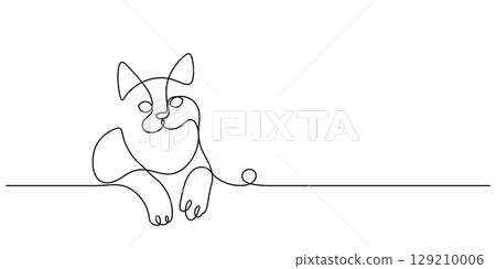 minimalism cat one line drawing handdrawn vector illustration 129210006