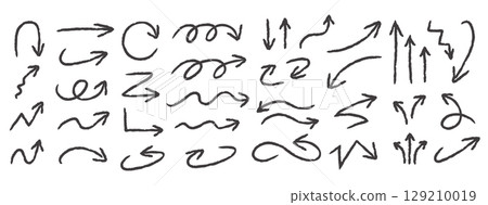 arrows handdrawn chalk crayon hand written style 129210019