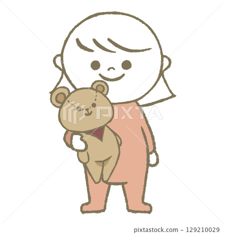 Girl with a teddy bear, pink 129210029