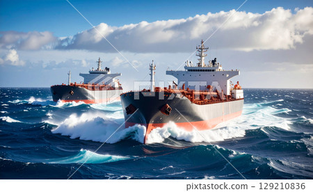 A large ship sailing the open seas 129210836