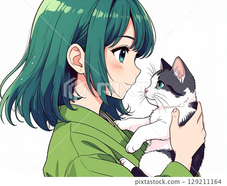 拿著貓的女孩 拿著貓的女孩 129211164