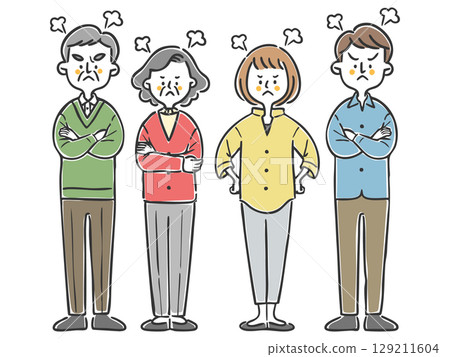 Angry family two generations whole body vector 129211604