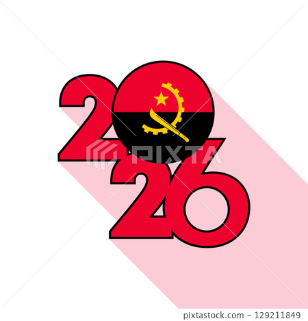 2026 Long Shadow Banner with Angola Flag Inside. 2026 Long Shadow Banner with Angola Flag Inside. 129211849