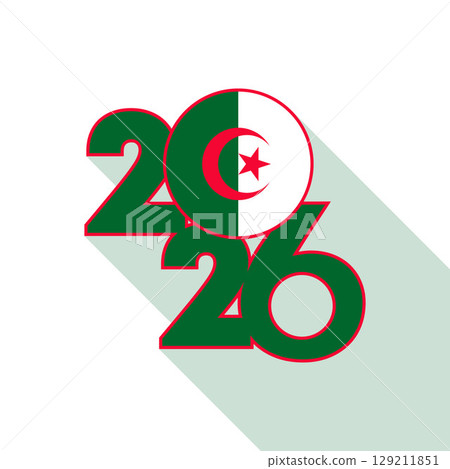 2026 Long Shadow Banner with Algeria Flag Inside. 129211851
