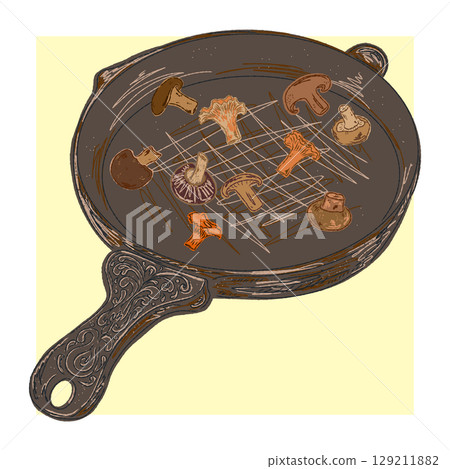 illustration of a frying pan illustration of a frying pan 129211882