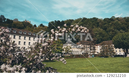 Historic hotels and old thermal water spa centres in Uriage-les-Bains, the French Alps Historic hotels and old thermal water spa centres in Uriage-les-Bains, the French Alps 129212210