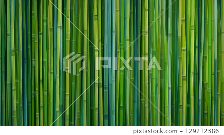 Dense bamboo growth with vibrant green vertical stalks. Natural texture captured with soft lighting. Symmetrical arrangement creates serene and calming effect. Neural network AI generated Dense bamboo growth with vibrant green vertical stalks. Natural texture captured with soft lighting. Symmetrical arrangement creates serene and calming effect. Neural network AI generated 129212386