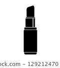 Sleek lipstick silhouette for modern beauty brand, elegant cosmetics design element, professional makeup icon 129212470