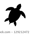 Elegant sea turtle silhouette swimming gracefully, perfect for conservation and nature themes 129212472