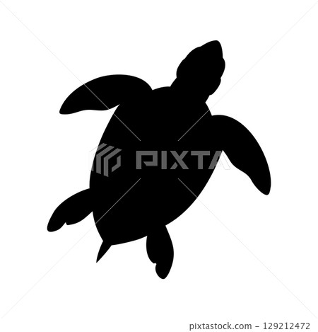Elegant sea turtle silhouette swimming gracefully, perfect for conservation and nature themes 129212472