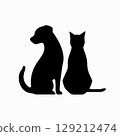 Dog and cat silhouette for pet care, veterinary, animal shelter, or rescue organization logo or marketing design 129212474