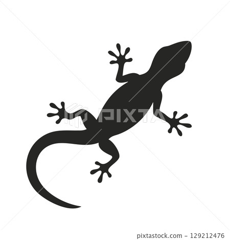 Elegant gecko silhouette for nature designs, vibrant wildlife projects, and modern animal icons 129212476