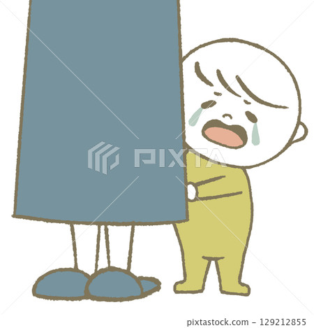 Hiding child crying yellow 129212855
