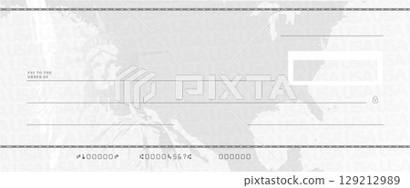Fake Government Check Template. Vector illustration of a blank, printable forged stimulus or dividend payment. 129212989