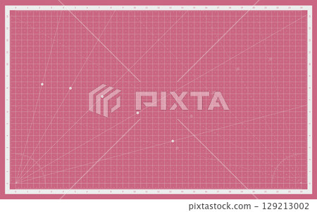 Self-healing Cutting Mat Vector Illustration. Craft board with a grid and measurement scale for sewing, quilting, and patchwork projects. 129213002