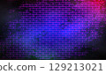 Mystical Neon Glowing Grunge Brick Wall Background. 129213021