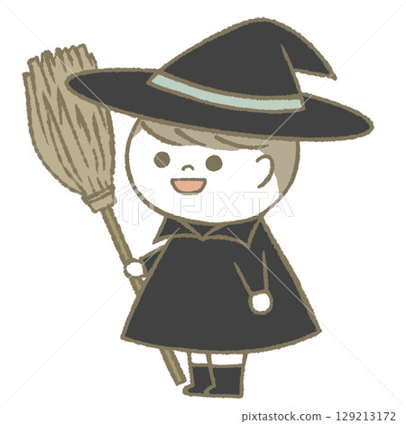Child dressed as a witch for Halloween 129213172