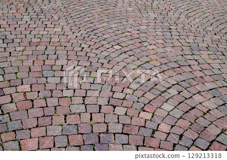 Cobblestone background Italian cobblestone medieval town 129213318