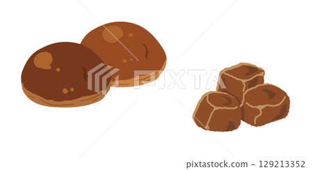 黑糖圓麵包與黑糖插圖集 129213352