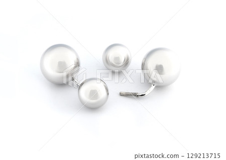 Luxury silver round earrings big jewelry for women isolated on white background, clipping path included 129213715
