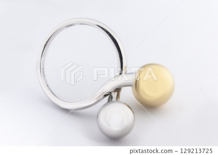 Silver minimalism diamond ring isolated on white background 129213725