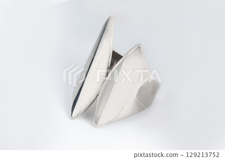 Silver minimalism diamond ring isolated on white background 129213752