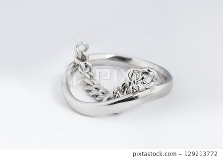Silver diamond ring isolated on white background. Silver jewelry fashion ring Silver diamond ring isolated on white background. Silver jewelry fashion ring 129213772