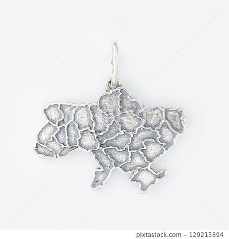sterling silver necklace Ukrainian map jewelry. Silver women necklace with gems 925 129213894