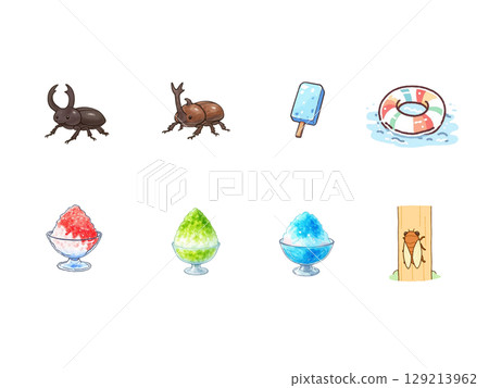 夏季材料套裝,大量銷售,無背景,昆蟲,刨冰,冰淇淋,游泳圈 夏季材料套裝,大量銷售,無背景,昆蟲,刨冰,冰淇淋,游泳圈 129213962