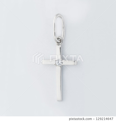 Cross diamond pendant necklace jewel isolated white background Cross diamond pendant necklace jewel isolated white background 129214647