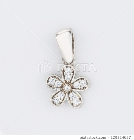 sterling silver necklace flower shape jewelry. Silver women necklace with gems 925 sterling silver necklace flower shape jewelry. Silver women necklace with gems 925 129214657