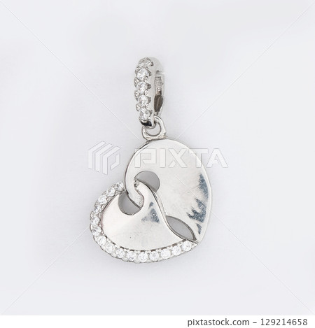 sterling silver necklace heart shape jewelry. Silver women necklace with gems 925 sterling silver necklace heart shape jewelry. Silver women necklace with gems 925 129214658