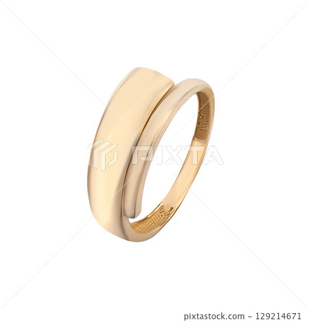 Jewelry wedding ring gold. Engagement golden ring isolated on white background 129214671