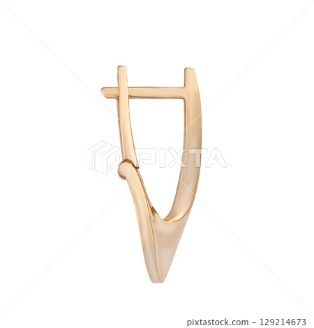 Yellow Gold fashion Diamond Earrings Isolated on White Background 129214673