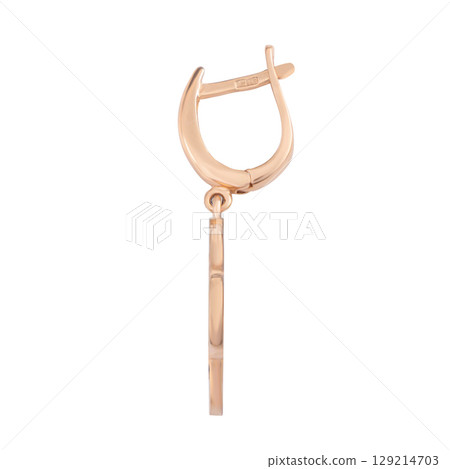 Yellow Gold fashion Diamond Earrings Isolated on White Background 129214703