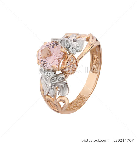 Jewelry wedding ring gold. Engagement golden ring isolated on white background Jewelry wedding ring gold. Engagement golden ring isolated on white background 129214707