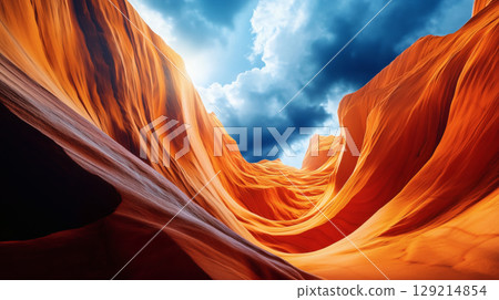 Orange Blue Canyon Background 129214854