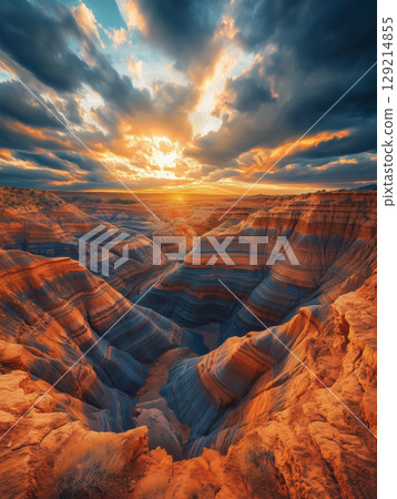 Orange Blue Canyon Background 129214855