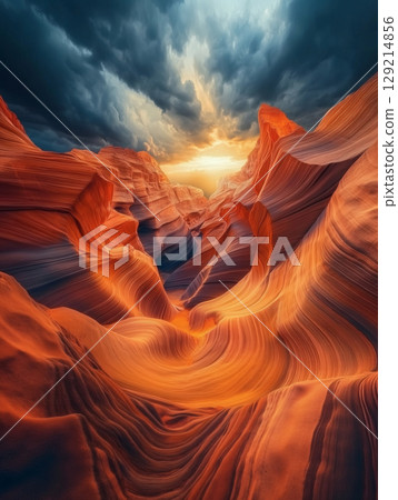 Orange Blue Canyon Background 129214856