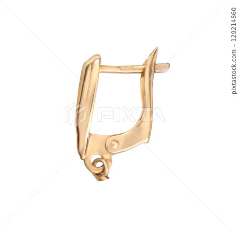 fashion gold earrings fashion stylish elegant jewelry. Golden modern earrings isolated on white background fashion gold earrings fashion stylish elegant jewelry. Golden modern earrings isolated on white background 129214860