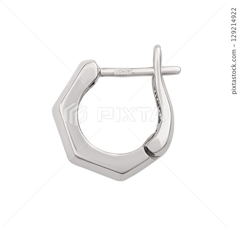 fashion gold earrings fashion stylish elegant jewelry. Golden modern earrings isolated on white background 129214922