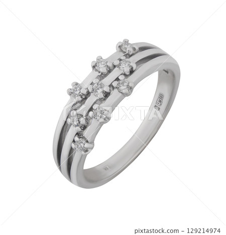 Jewelry wedding ring white gold. Engagement silver white golden ring isolated on white background Jewelry wedding ring white gold. Engagement silver white golden ring isolated on white background 129214974